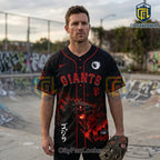 Godzilla x San Francisco Giants Black Red Baseball Jersey