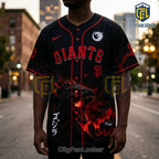 Godzilla x San Francisco Giants Black Red Baseball Jersey