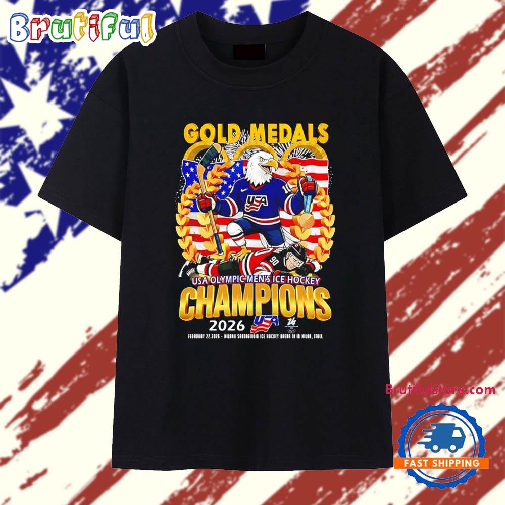 Gold Medals USA Olympic Men’s Ice Hockey Champions 2026 mascot T Shirt