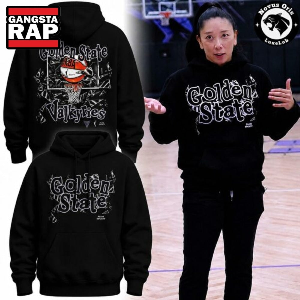 Golden State Valkyries Playa Society Black Shattered Glass Graphic Hoodie