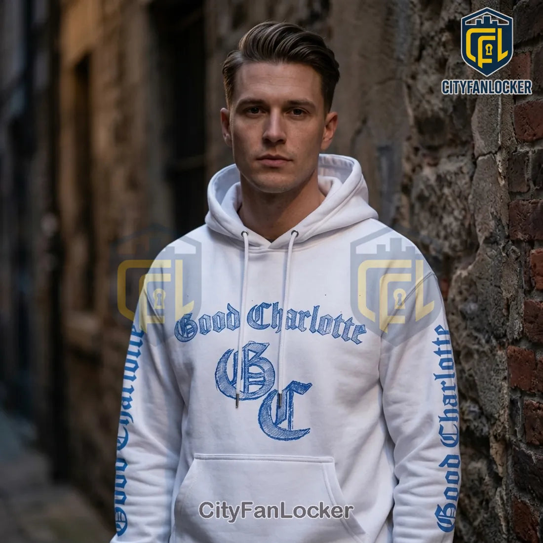 Good Charlotte Motel Du Cap Tour 2026 Blue Skull White Hoodie