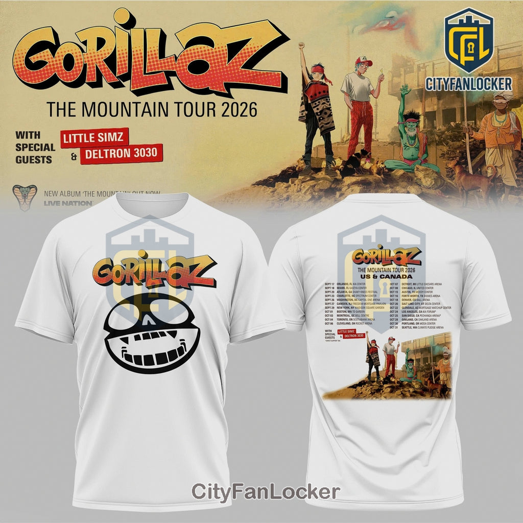 Gorillaz The Mountain Tour 2026 North America Concert T-Shirt