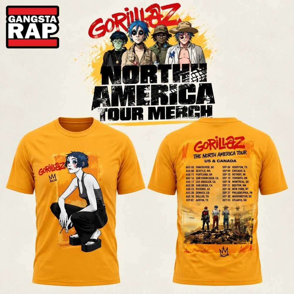 Gorillaz The North American Mountain Tour 2026 Signature 3D Shirt