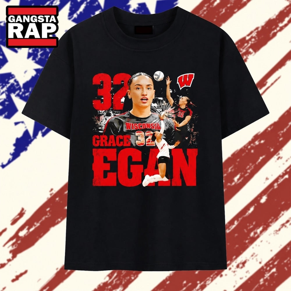 Grace Egan Wisconsin Volleyball 32 NCAA T Shirt