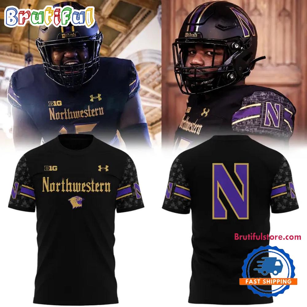 Grand & Gothic Northwestern Wildcats Football T Shirt