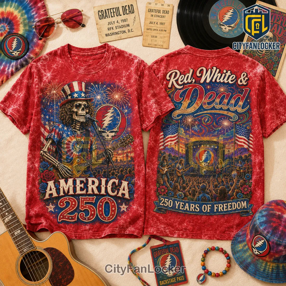 Grateful Dead America 250 Uncle Sam Skeleton T-Shirt