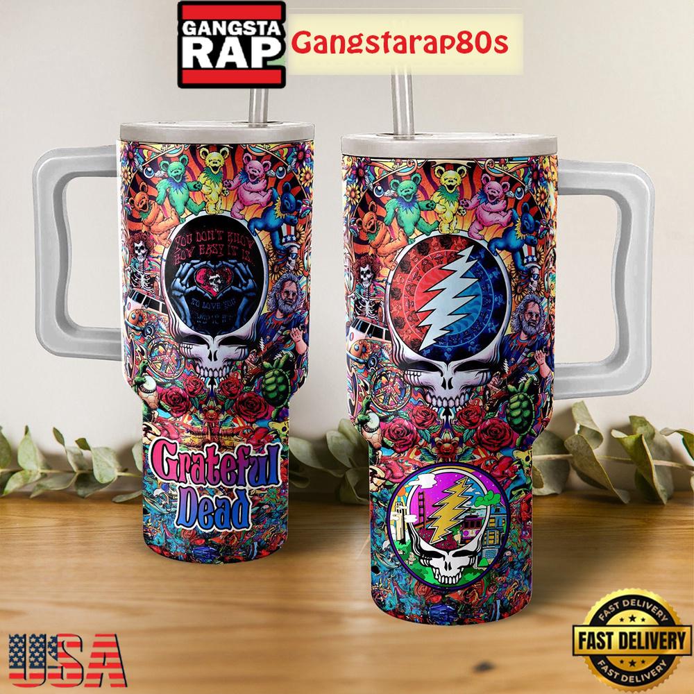 Grateful Dead Dancing Bears Fan Tumbler Cup 40oz
