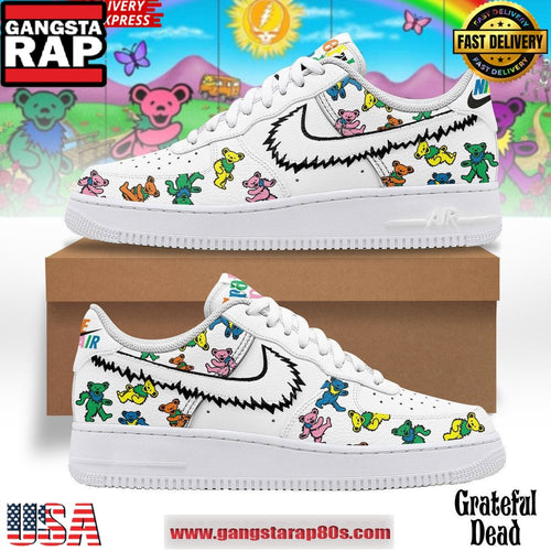 Grateful Dead Dancing Bears White Air Force 1 Sneakers Shoes