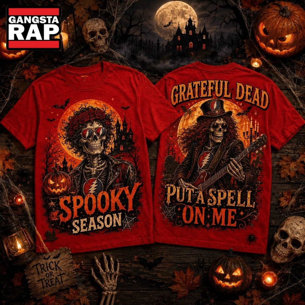 Grateful Dead Halloween Moon Skull With Roses Spooky Season 3D Shirt , Music Trending 3D Shirt