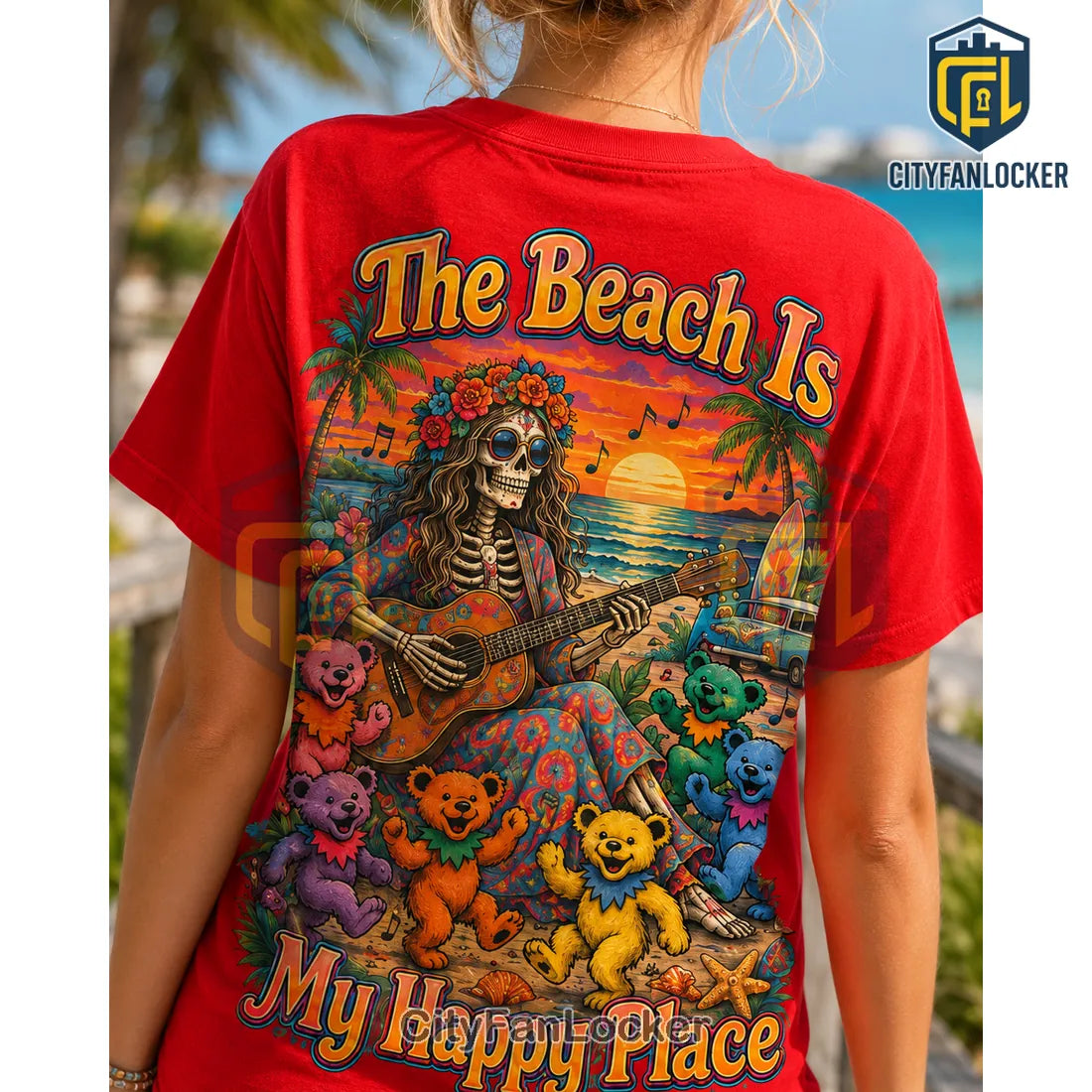 Grateful Dead Red Beach Tie Dye T-Shirt