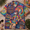 Grateful Dead Steal Your Face Tie Dye Aloha Shirt