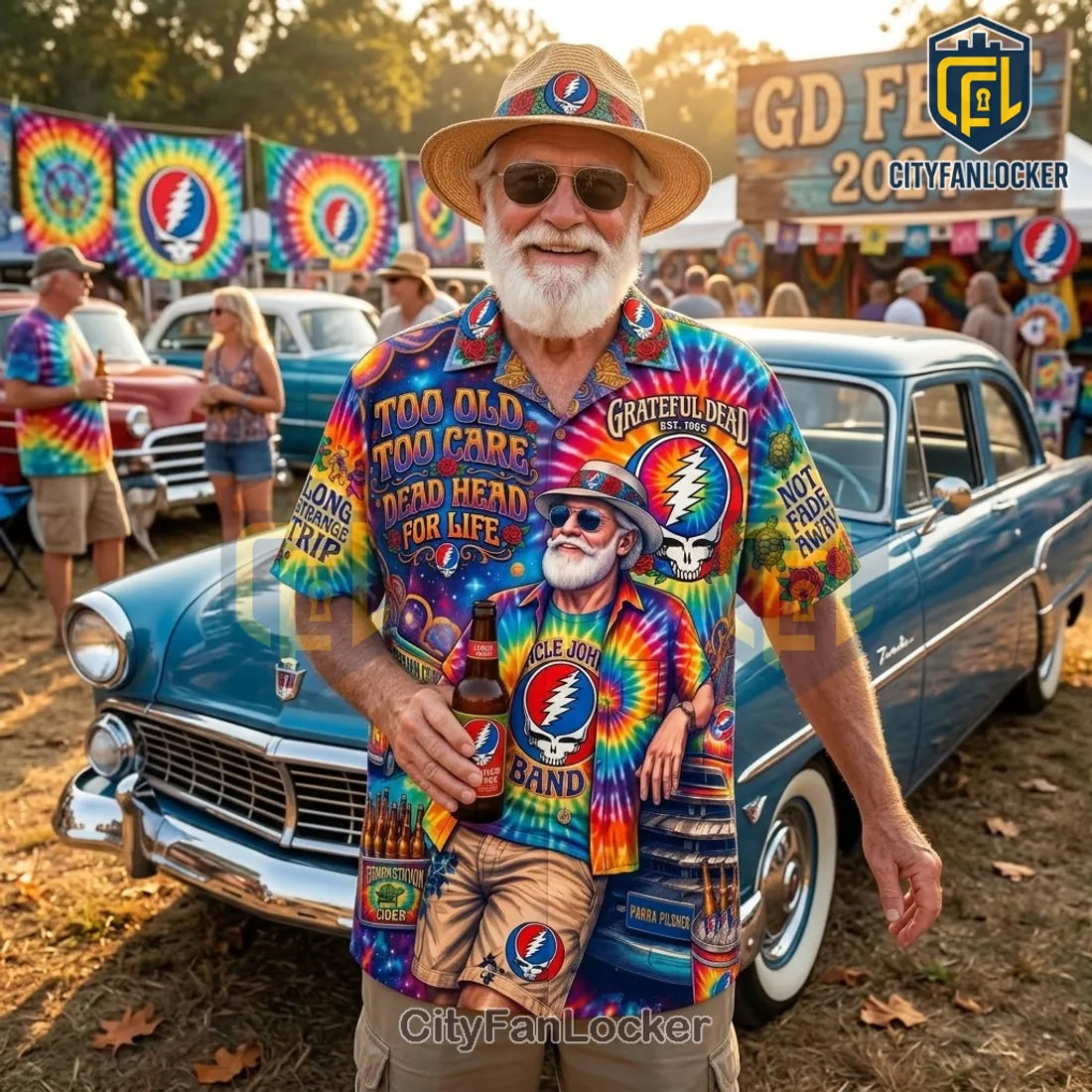 Grateful Dead Steal Your Face Tie Dye Aloha Shirt