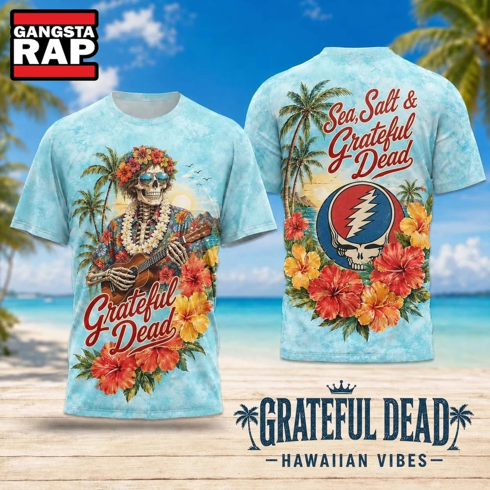 Grateful Dead Tropical Skull Ukulele Floral 2026 3D Shirt