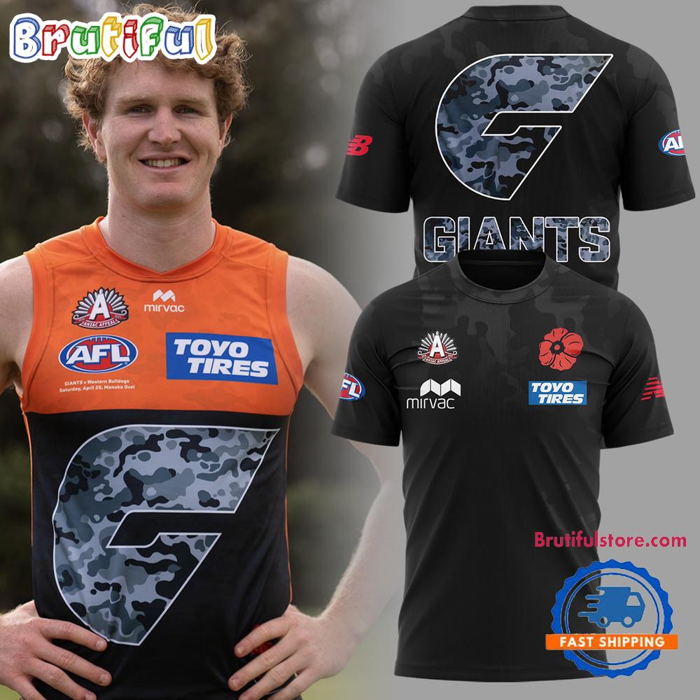 Greater Western Sydney Giants Anzac Day 2025 Black Hoodie T-Shirt
