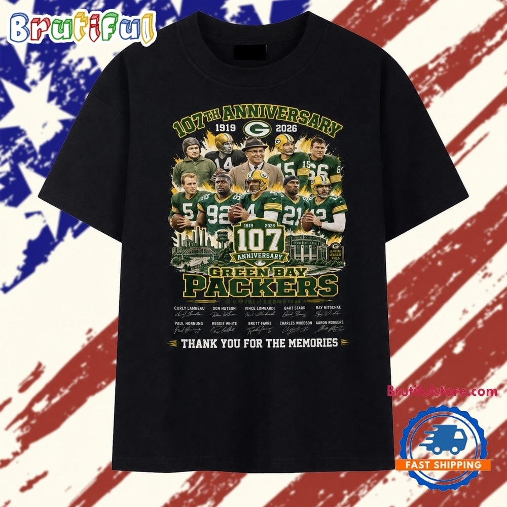 Green Bay Packers 107th Anniversary 1919 2026 Signatures NFL T Shirt