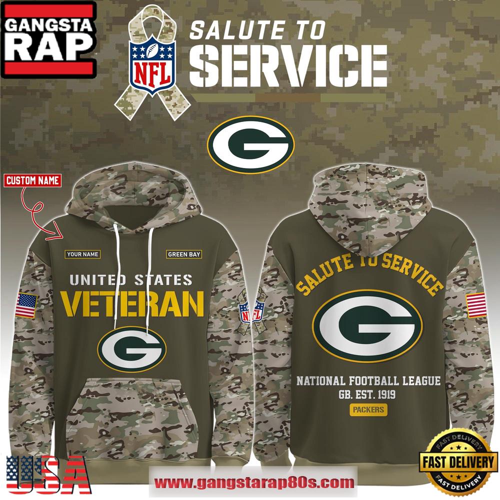 Green Bay Packers NFL Veteran Birthday 2025 Custom Name Unisex Hoodie
