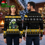 Green Bay Packers Grinch Football Player Number 14 Custom Name Ugly Christmas Sweater