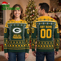 Green Bay Packers Logo Custom Name And Number Ugly Christmas Sweater