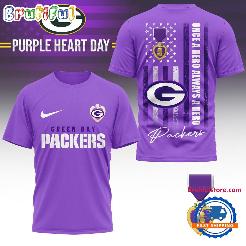 Green Bay Packers National Purple Heart Day Limited Edition 3D Shirt