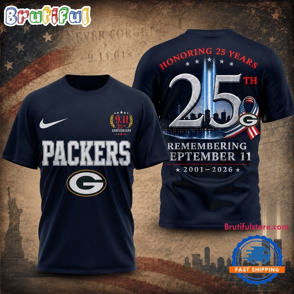 Green Bay Packers NFL Honoring 25 Years Remembering September 11 T Shirt