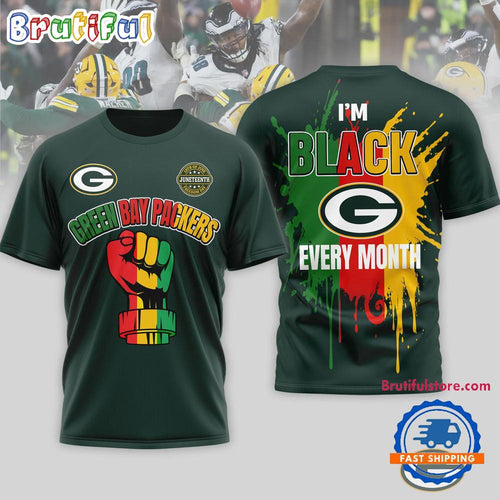 Green Bay Packers NFL Juneteenth Freedom I’m Black Every Month 3D Shirt
