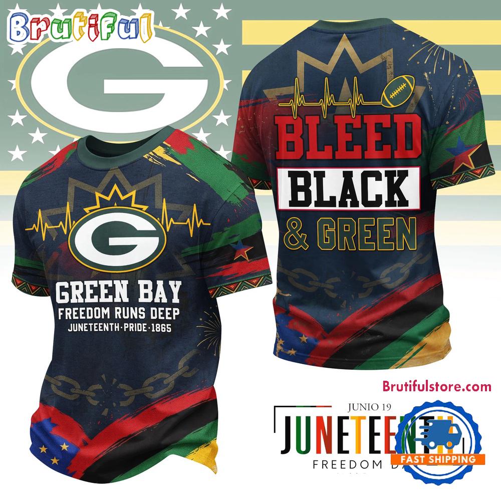 Green Bay Packers NFL Juneteenth Freedom Runs Deep New Design 3D Shirt