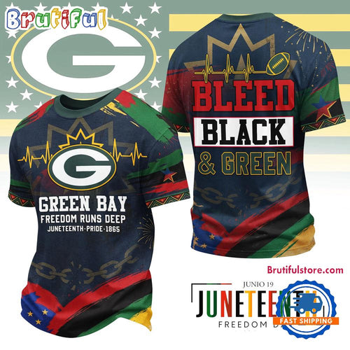 Green Bay Packers NFL Juneteenth Freedom Runs Deep New Design 3D Shirt