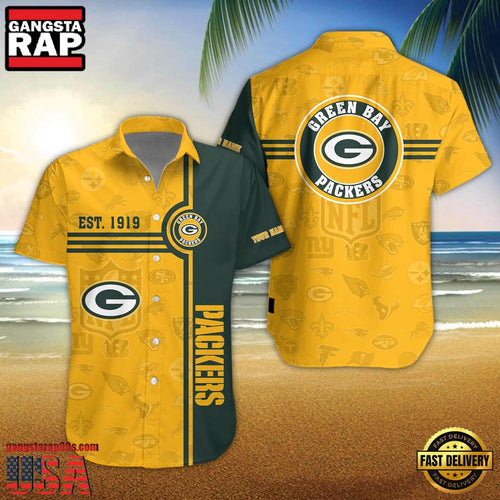 NFL Green Bay Packers Logo Team Custom Name New Design Hawaiian Shirt