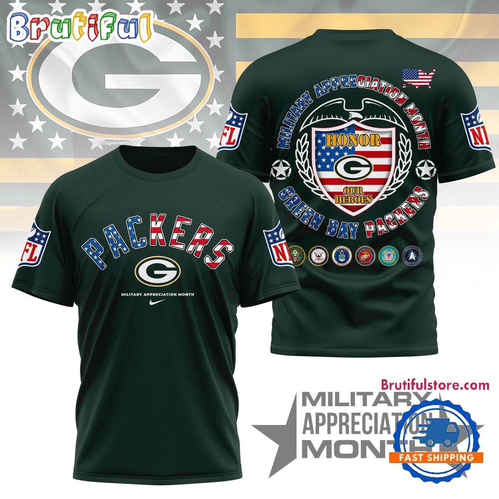 Green Bay Packers NFL Military Appreciation Month New Design 3D Shirt