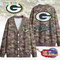 Green Bay Packers NFL Veteran Military Camo Heritage Cardigan