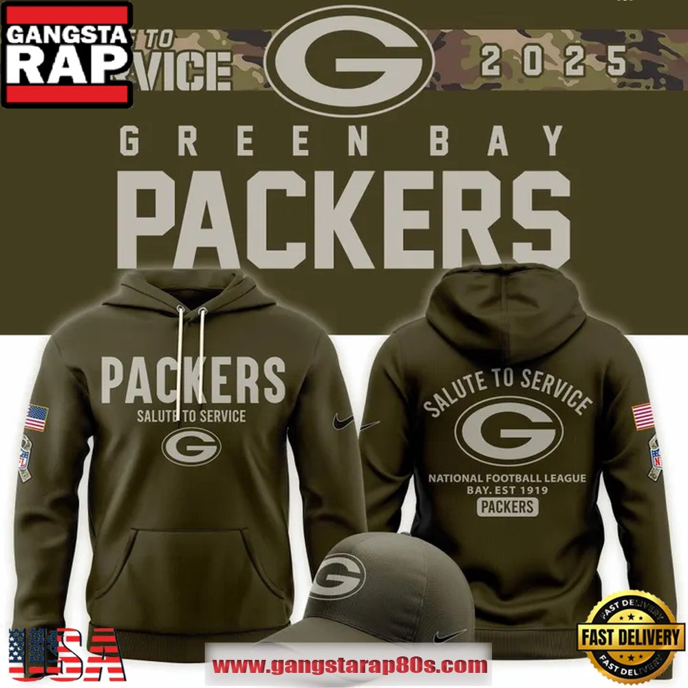 Green Bay Packers Nike Olive 2025 Salute to Service Sideline Hoodie