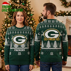Green Bay Packers Reindeer Snowflake Logo Ugly Christmas Sweater