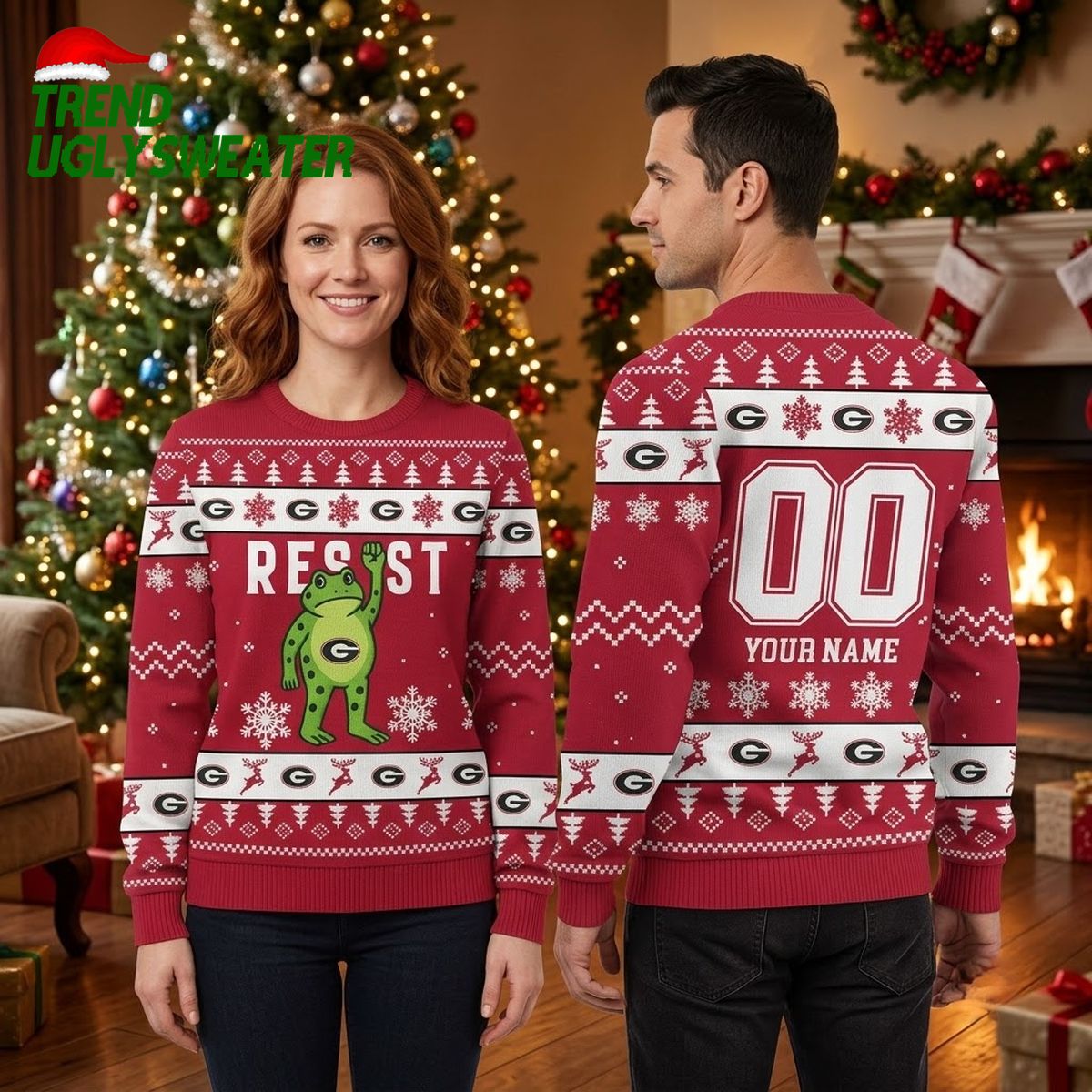 Green Bay Packers Resist Frog Custom Name And Number Ugly Christmas Sweater