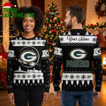 Green Bay Packers Santa Sleigh Custom Name Ugly Christmas Sweater