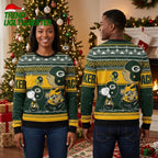 Green Bay Packers Snoopy And Charlie Brown Helmet Ugly Christmas Sweater