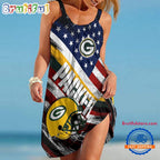 Green Bay Packers USA Independence Day Women’s Summer Beach Sling Dress