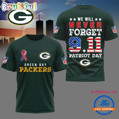 Green Bay Packers We Will Never Forget 9 11 Patriot Day 2025 Unisex 3D Shirt