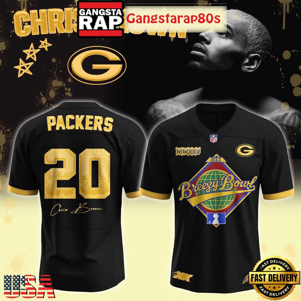 Green Bay Packers x Chris Brown Breezy Bowl 11_11 Football Jersey