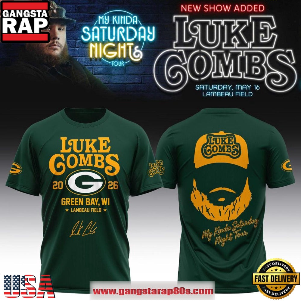 Green Bay Packers x Luke Combs My Kinda Saturday Night Tour 2026 Unisex T-Shirt