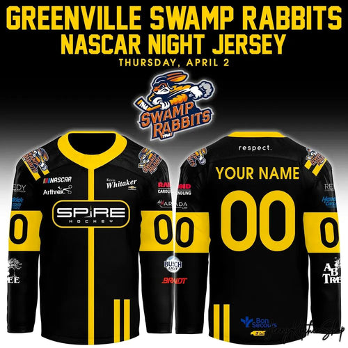 Greenville Swamp Rabbits NASCAR Night 2026 Custom Hockey Jersey