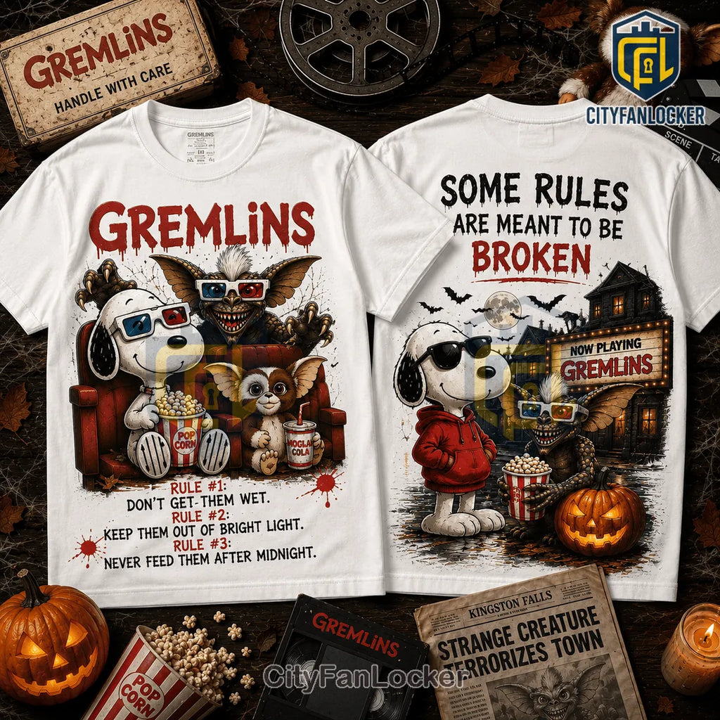 Gremlins x Snoopy Halloween Movie Night T-Shirt