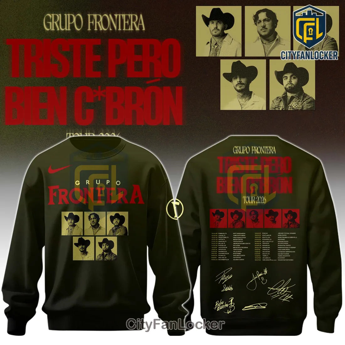Grupo Frontera Triste Pero Bien Cabron Tour 2026 Concert Shirt