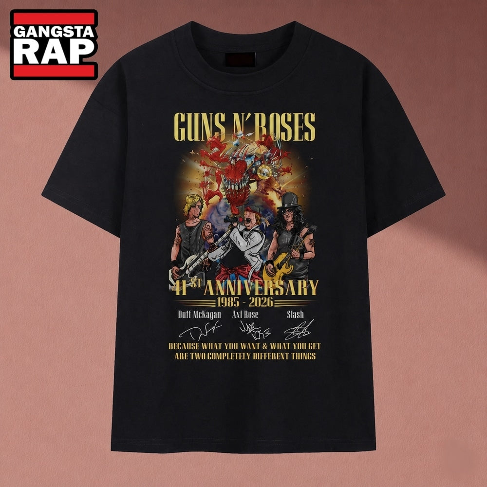 Guns N’ Roses 41st Anniversary 1985 2026 Signatures Vintage T Shirt, Music 2D Shirt