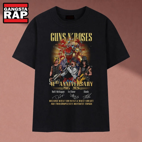 Guns N’ Roses 41st Anniversary 1985 2026 Signatures Vintage T Shirt, Music 2D Shirt