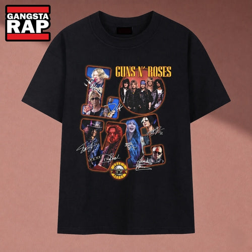 Guns N Roses LOVE Signatures Heavy Metal Band Graphic T Shirt, Music 2D Shirt