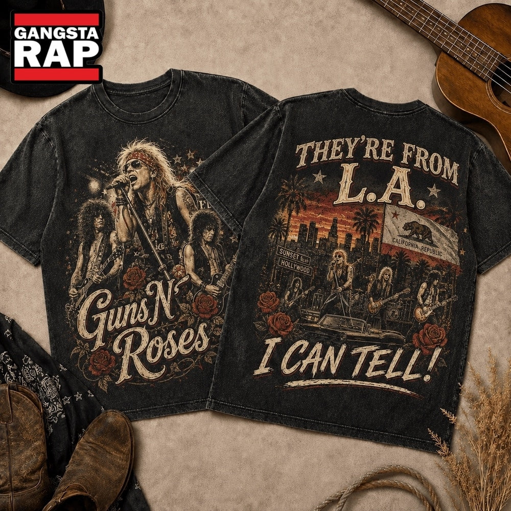 Guns N Roses Sunset L.A. Skyline Vintage Band 3D Shirt
