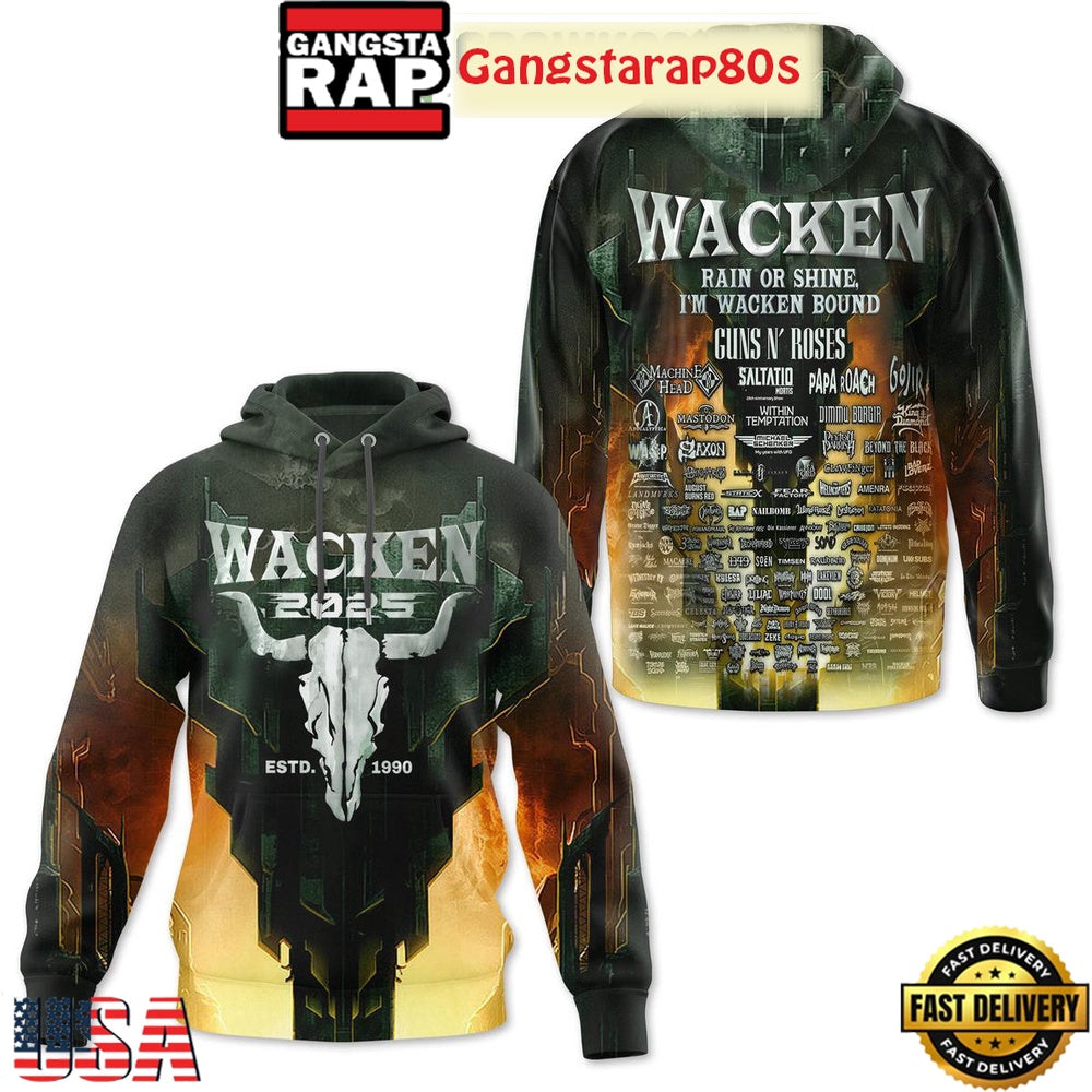 Guns N’ Roses Wacken Rain Or Shine I’m Wacken Bound Unisex Hoodie