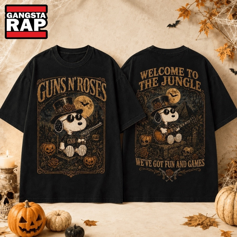 Guns N’ Roses x Snoopy Halloween Welcome to the Jungle 3D Shirt , Music Trending 3D Shirt