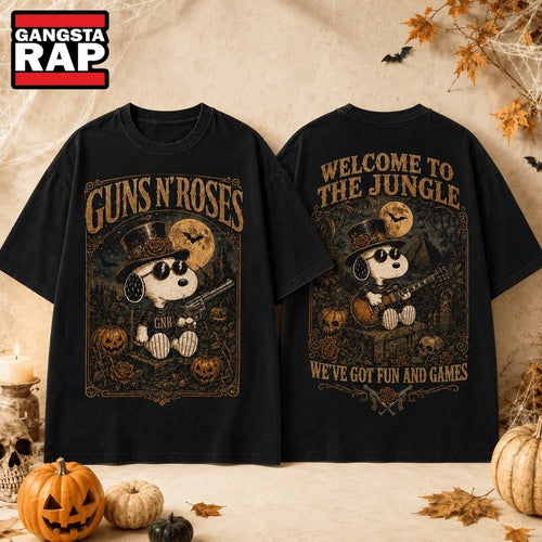 Guns N’ Roses x Snoopy Halloween Welcome to the Jungle 3D Shirt , Music Trending 3D Shirt