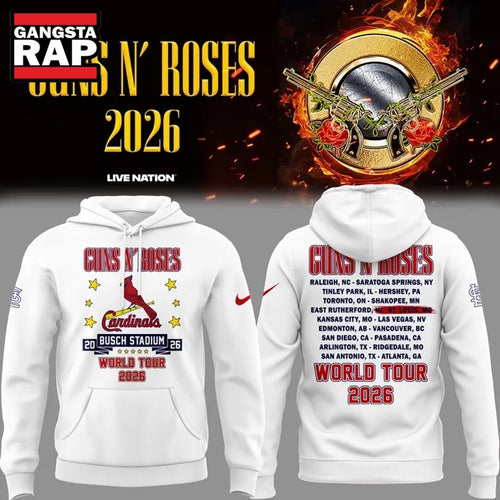 Guns N’ Roses x St. Louis Cardinals World Tour 2026 White Hoodie T-Shirt